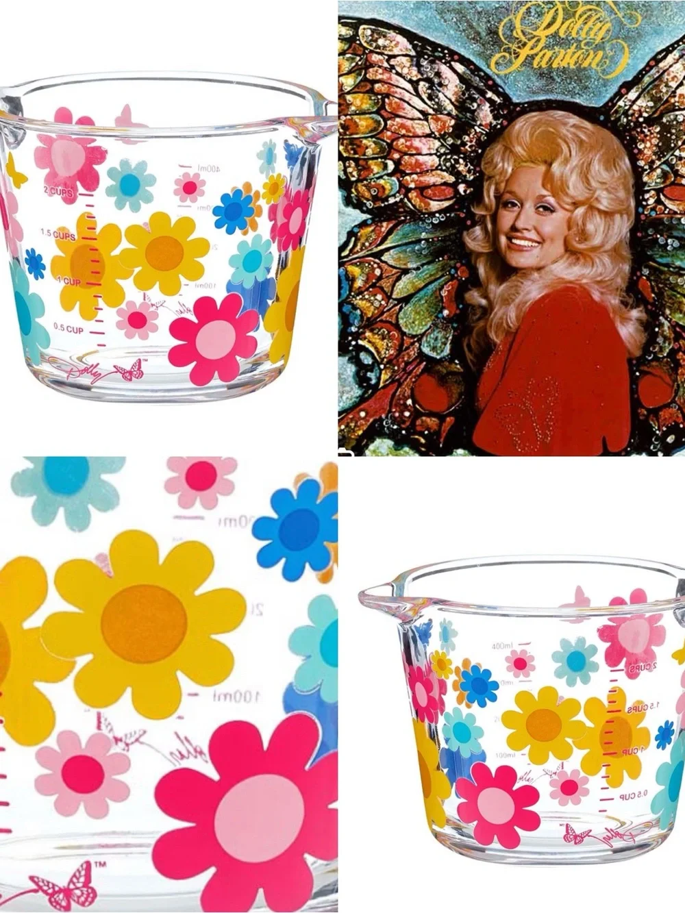 Floral Glass Measuring Cup in Pink, Yellow & Blue - Signature Collection